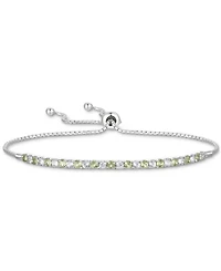 Rhodolite Garnet (1/3 ct. t.w.) & White Topaz (5/8 ct. t.w.) Bolo Bracelet in Sterling Silver (Also in Citrine, Peridot, Amethyst, Lab-Created Opal &