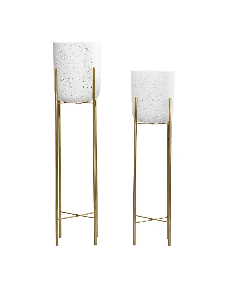 Set of 2 Multi Colored Metal Contemporary Planter, 39", 46"