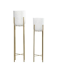 Set of 2 Multi Colored Metal Contemporary Planter, 39", 46"