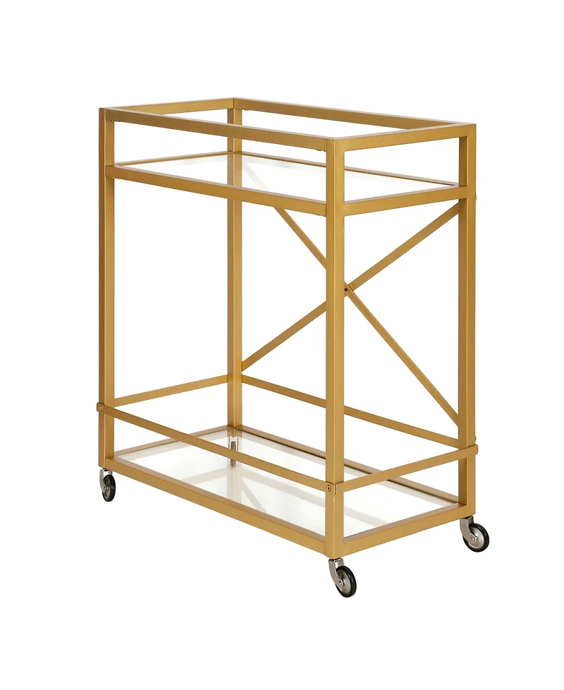 Wilson Bar Cart with Clear Glass Shelves