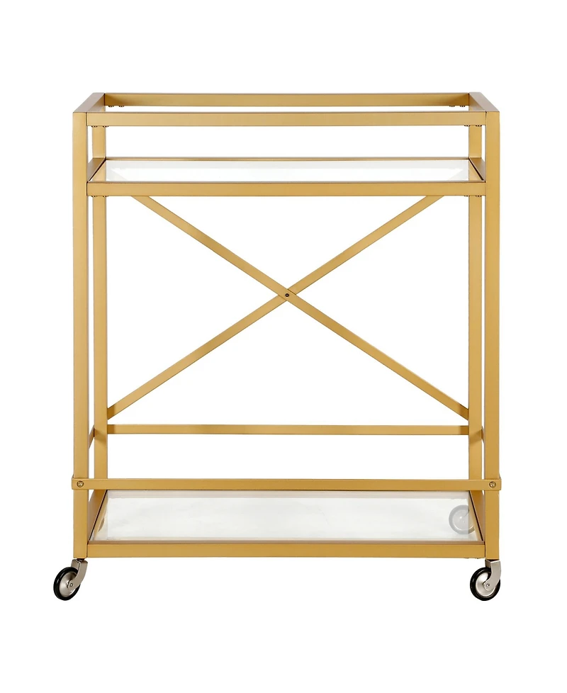 Wilson Bar Cart with Clear Glass Shelves