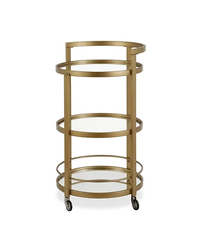Hause Round Bar Cart with Mirrored Shelf