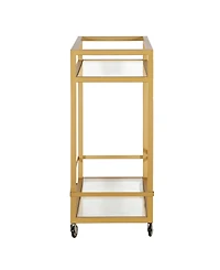Wilson Bar Cart with Clear Glass Shelves