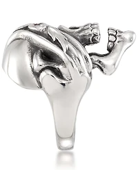 Andrew Charles by Andy Hilfiger Men's Black Cubic Zirconia & Red Enamel Pirate Skull Ring Stainless Steel