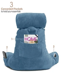 Nestl Soft Velour Cover Reading Backrest Pillow Set, Extra Large