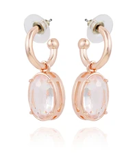 T Tahari Women's Pave Hoop with Drop Earring