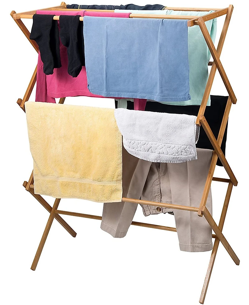Homeitusa Bamboo Wooden Clothes Drying Rack - Oversize Hang Rack for Clothes - Laundry Rack for Clothing Drying Natural