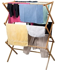Homeitusa Bamboo Wooden Clothes Drying Rack - Oversize Hang Rack for Clothes - Laundry Rack for Clothing Drying Natural