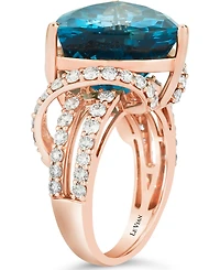 Le Vian Deep Sea Blue Topaz (9 ct. t.w.) & Nude Diamonds (1-3/4 Ring 14k Rose Gold