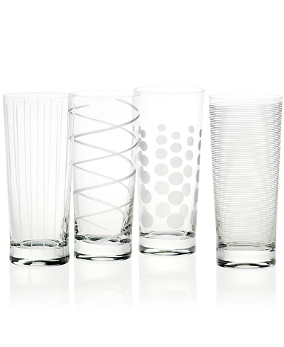 Mikasa Cheers Patterned Highball Glasses, Set of 4