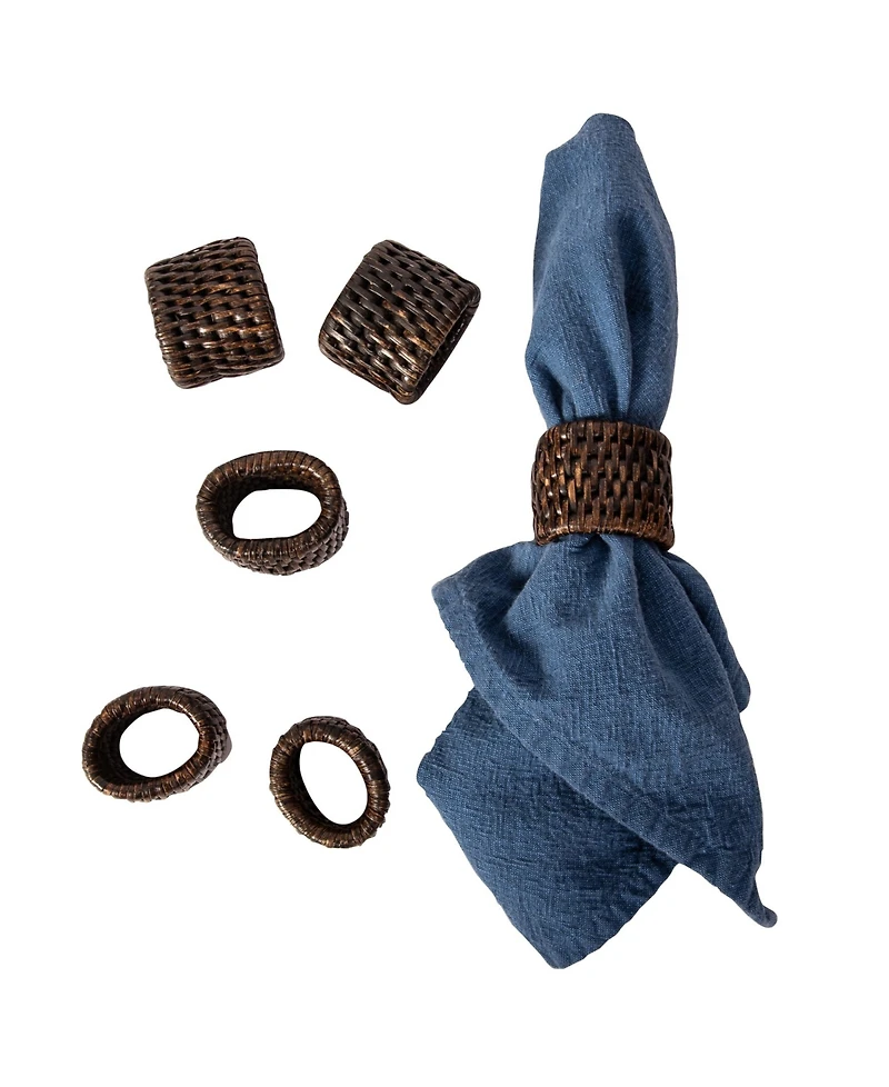 Artifacts Rattan 6-Piece Oval Napkin Ring Set