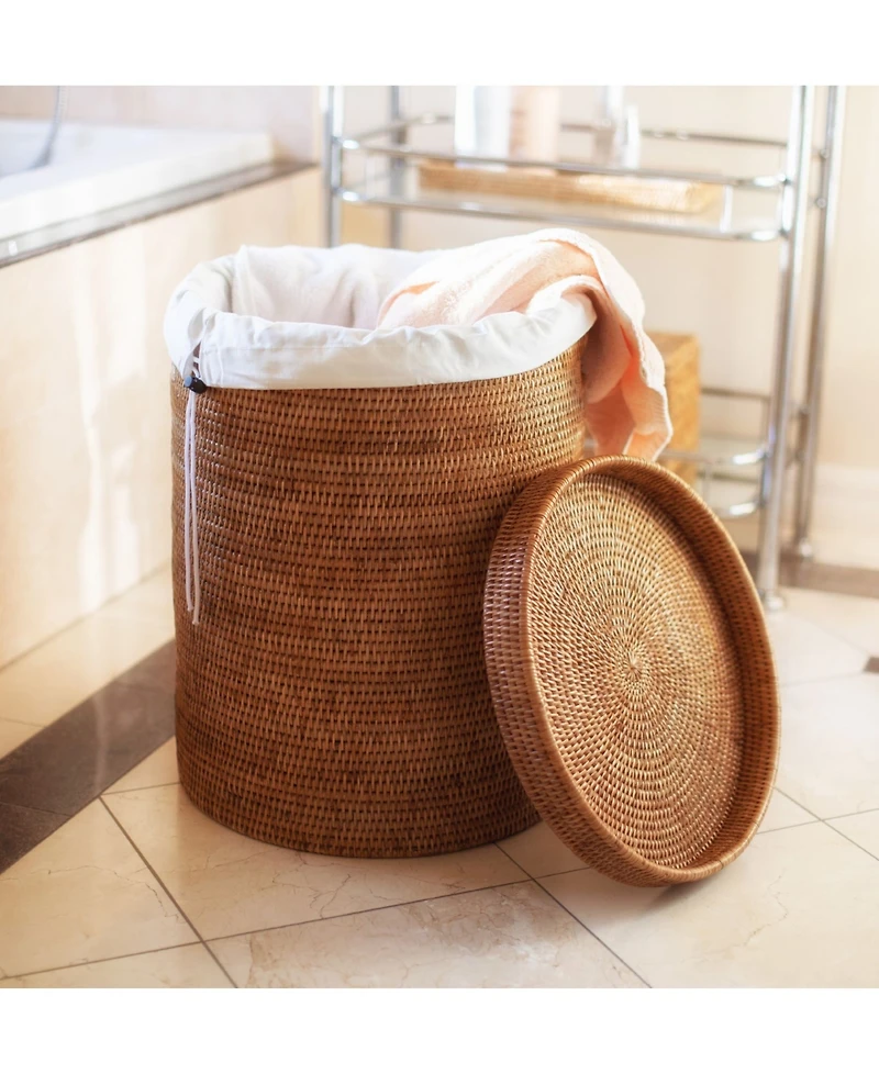 Artifacts Trading Company Rattan Round Hamper with Lid