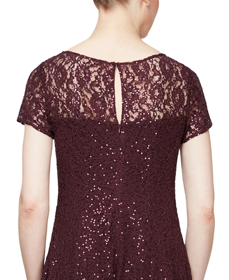 Sl Fashions Sequined Lace Midi Dress