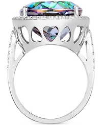 Mystic Topaz (20 ct. t.w.) & White Topaz (3/4 ct. t.w.) Oval Statement Ring in Sterling Silver