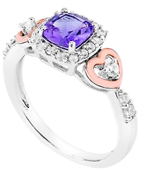 Amethyst (1 ct.t.w) 14K Rose Gold Plated Heart Ring in Sterling Silver