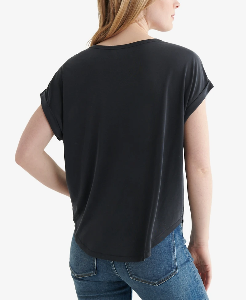 Lucky Brand Women's Short Sleeve Sandwash Dolman Tee