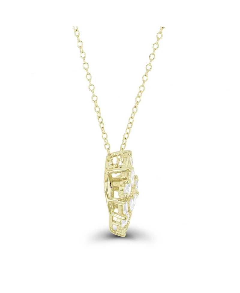 Cubic Zirconia Scattered Cluster Heart 18" Pendant Necklace in Sterling Silver (Also in 14k Gold Over Silver or14k Rose Gold Over Silver)