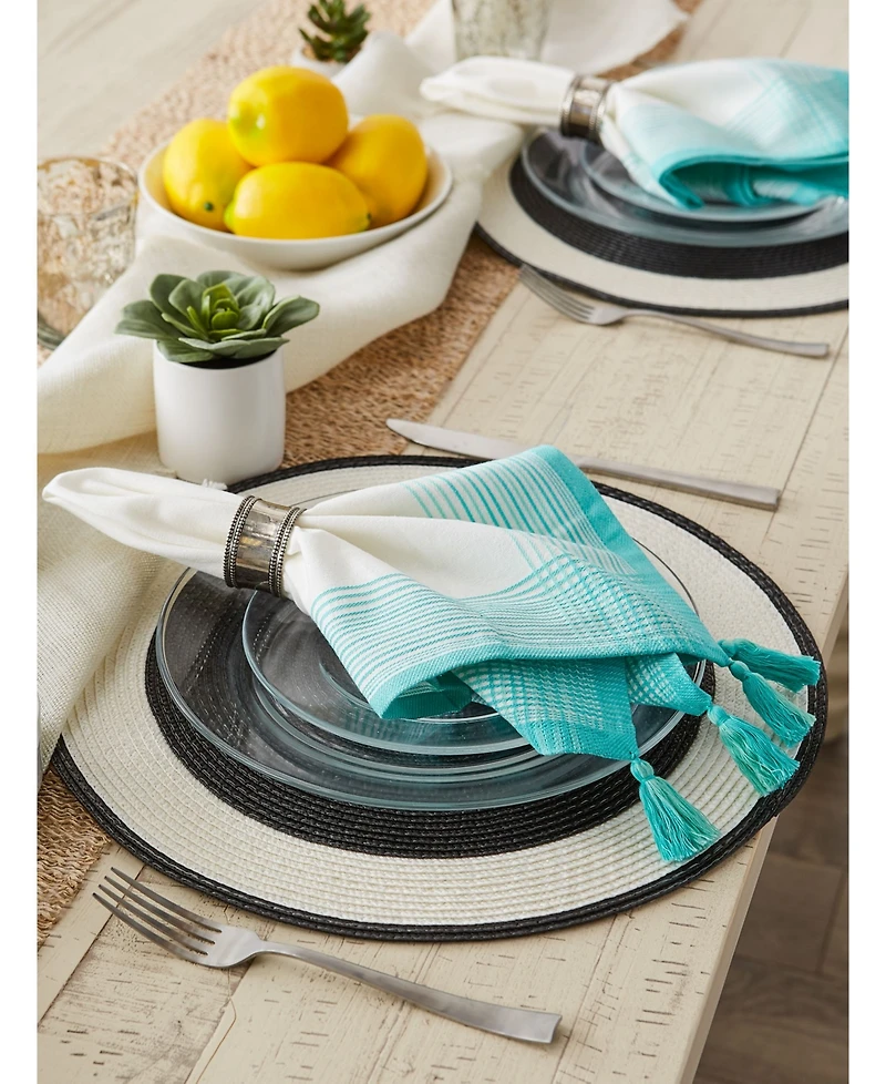 Design Imports Variegated Stripe with Tassel Napkin, Set of 6