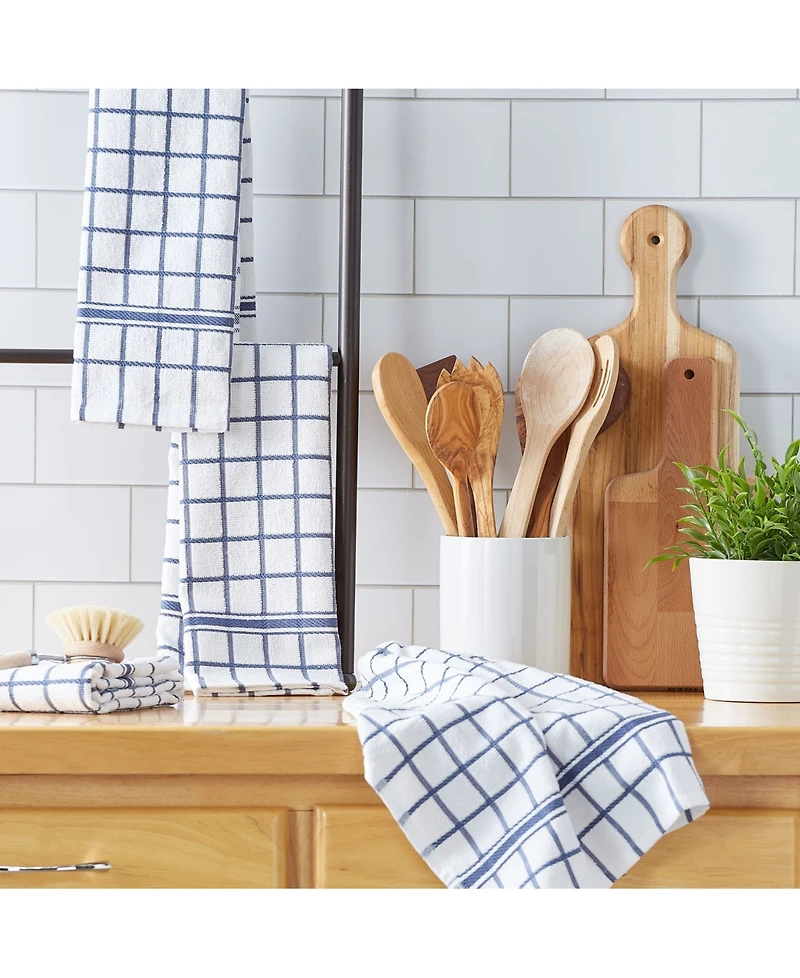 Design Imports Windowpane Terry Dishtowel, Set of 4