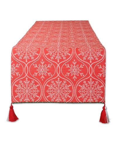 Design Imports Joyful Snowflakes Jacquard Collection for Everyday Use, Holidays and Dinner Parties, Table Runner, 14" x 108"