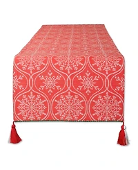 Design Imports Joyful Snowflakes Jacquard Collection for Everyday Use, Holidays and Dinner Parties, Table Runner, 14" x 108"