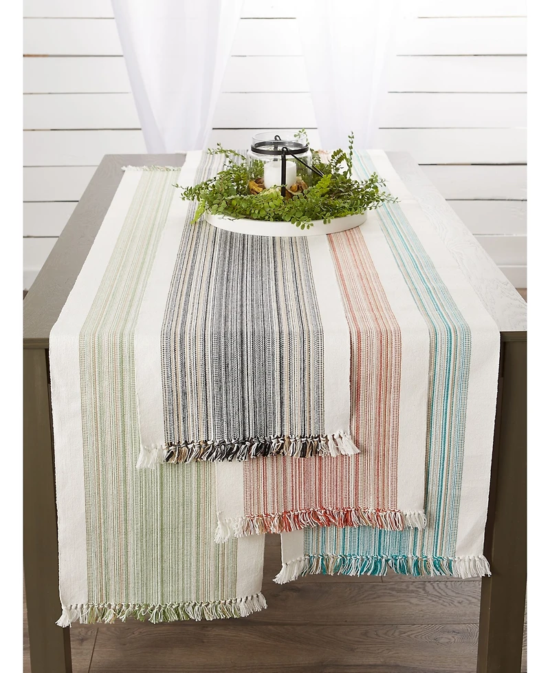 Design Imports Striped Fringed Table Runner