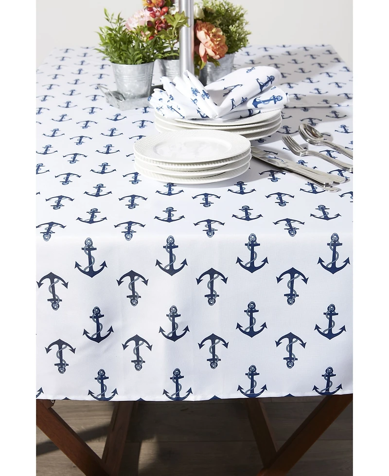 Design Imports Anchors Print Outdoor Tablecloth with Zipper, 60" x 84"