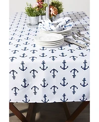 Design Imports Anchors Print Outdoor Tablecloth with Zipper, 60" x 84"