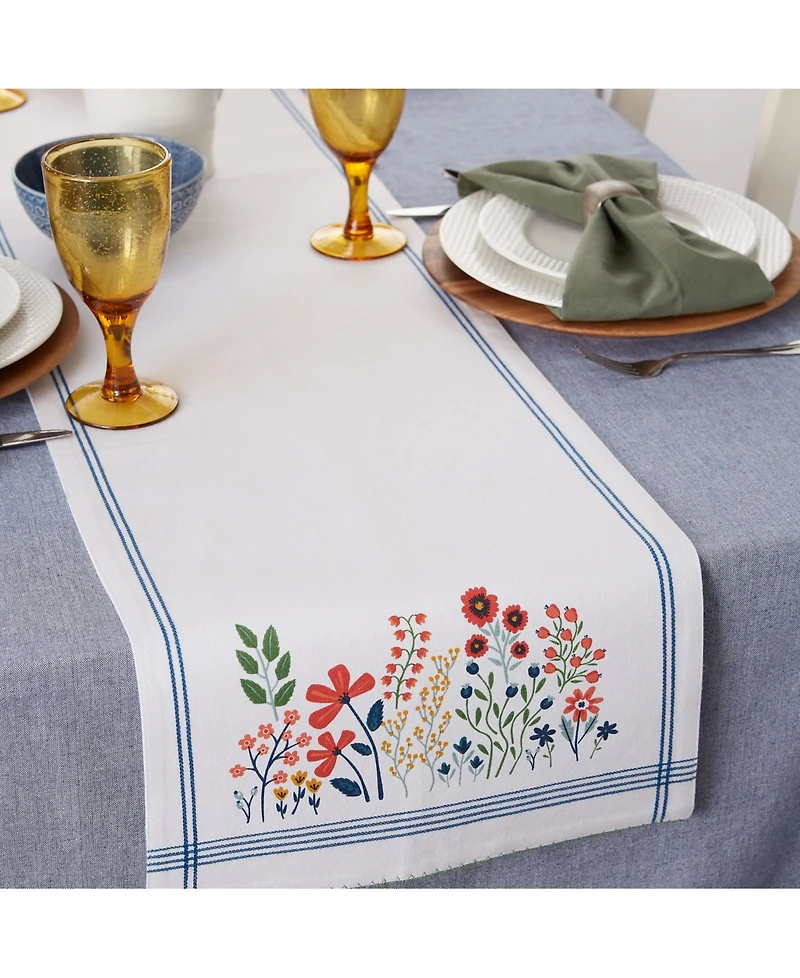 Design Imports Flower Garden Embellished Table Runner, 14" x 72"