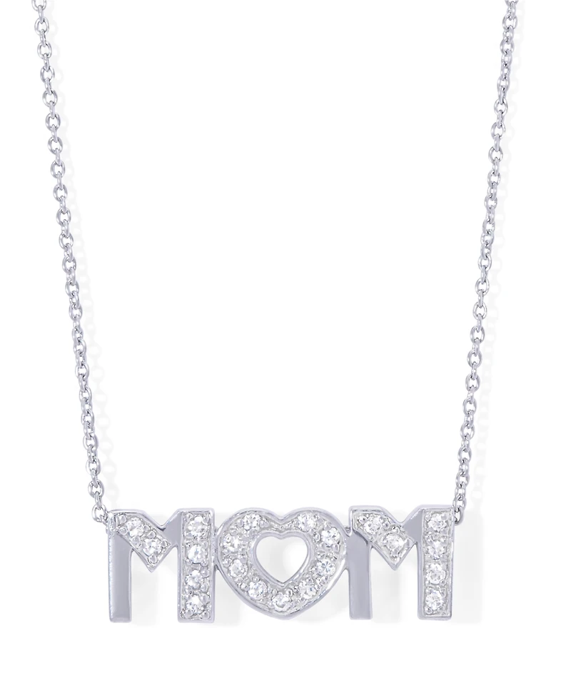 Cubic Zirconia Mom Pendant 18" Necklace in Silver Plate