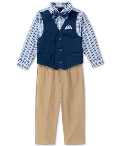 Nautica Baby Boys Shirt, Solid Twill Vest, Pants & Bowtie Set