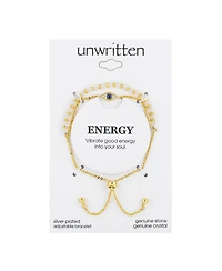 Gold Flash-Plated Genuine White Quartz Evil Eye Multi-Strand Adjustable Bolo Bracelet