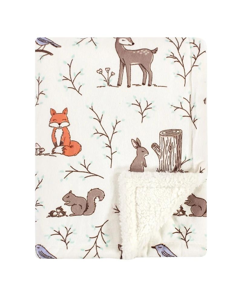 Hudson Baby Girls Plush Mink and Sherpa Blanket