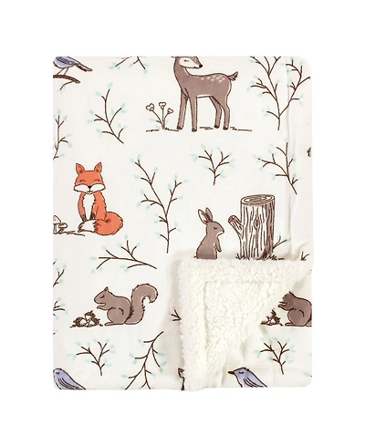 Hudson Baby Girls Plush Mink and Sherpa Blanket