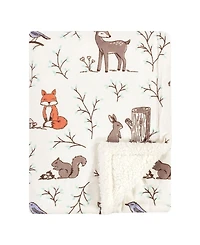 Hudson Baby Girls Plush Mink and Sherpa Blanket
