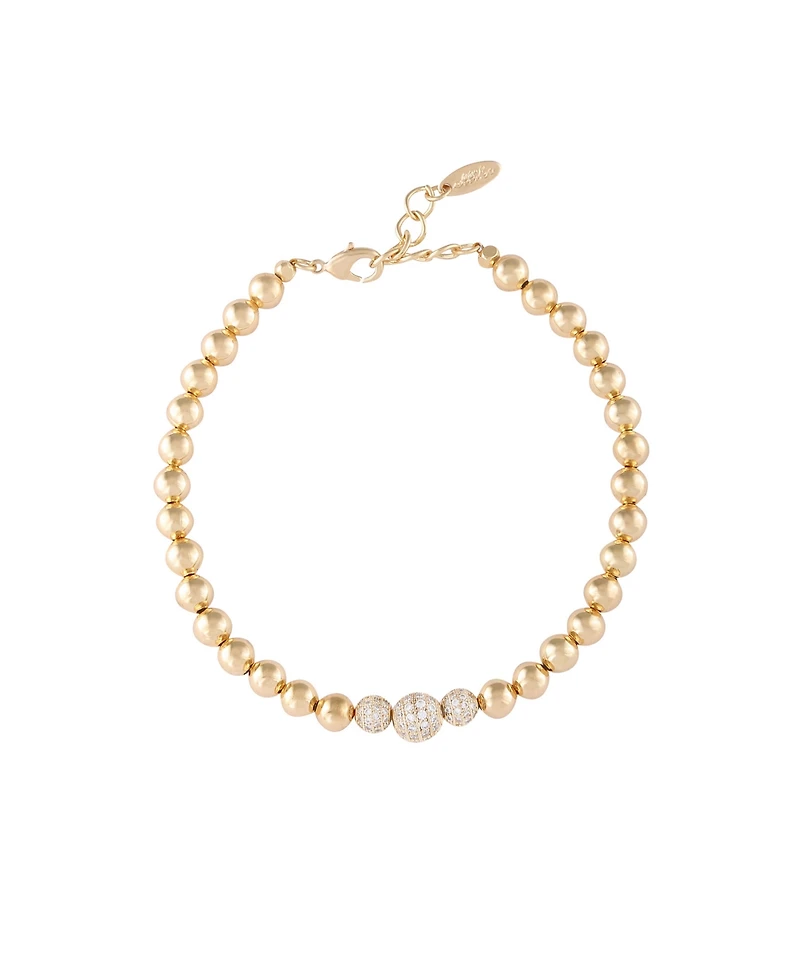 Ettika Gold Plated and Cubic Zirconia Beaded Ball Anklet