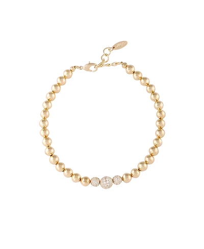 Ettika Gold Plated and Cubic Zirconia Beaded Ball Anklet