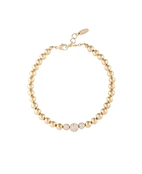 Ettika Gold Plated and Cubic Zirconia Beaded Ball Anklet