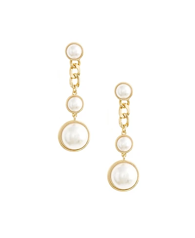 Ettika Pearl and Chain Drop Earrings