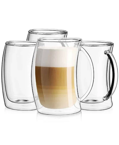JoyJolt Caleo Double Wall Insulated Latte Glasses, Set of 4