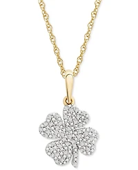 Wrapped Diamond Clover 18" Pendant Necklace (1/10 ct. t.w.) in 10k Gold, Created for Macy's