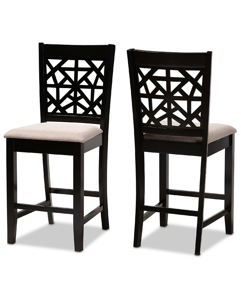 Devon Modern and Contemporary Fabric Upholstered 2 Piece Counter Height Pub Chair Set