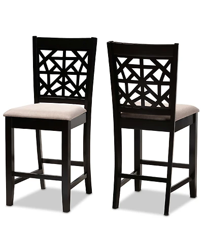 Devon Modern and Contemporary Fabric Upholstered 2 Piece Counter Height Pub Chair Set