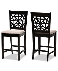 Devon Modern and Contemporary Fabric Upholstered 2 Piece Counter Height Pub Chair Set