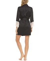 Flora by Nikrooz Kit Heart Lace Matte Charmeuse Wrap Robe