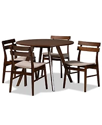 Eiko Mid-Century Modern Transitional Fabric Upholstered 5 Piece Dining Set