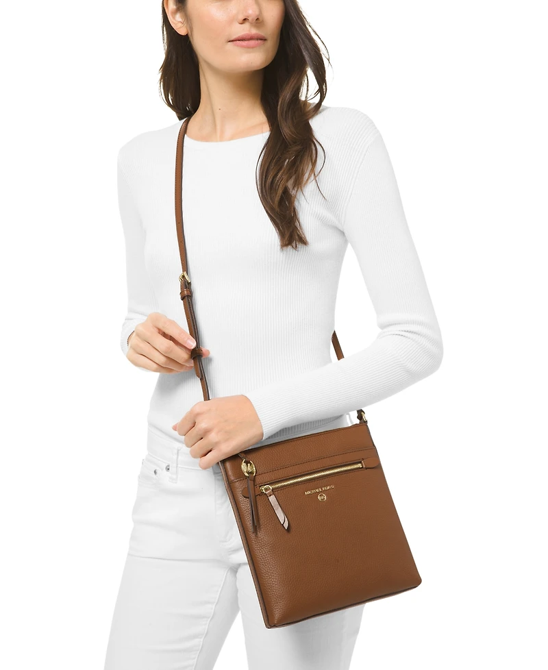 Michael Kors Jet Set Charm Leather Small North South Flat Crossbody Bag