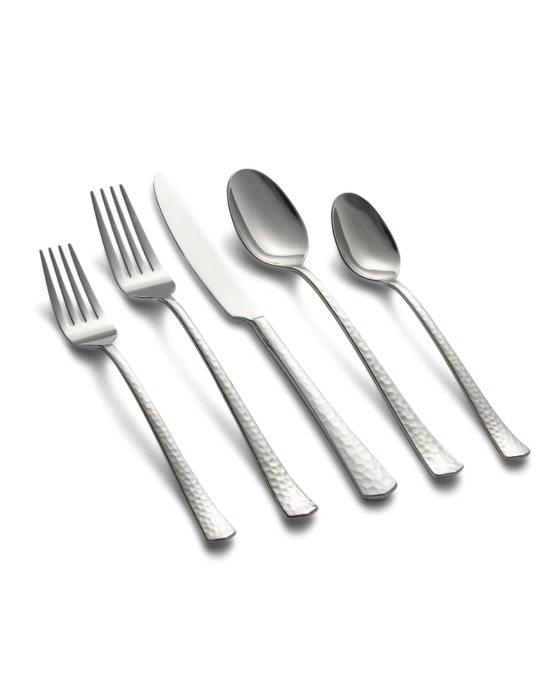 Cambridge Silversmiths Raegan Hammered Mirror 20-Piece Flatware Set, Service for 4