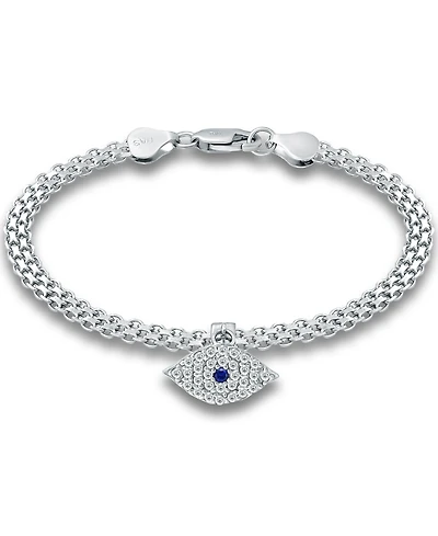 Giani Bernini Cubic Zirconia Evil Eye Charm Bismark Chain Bracelet, Created for Macy's