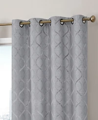 Hlc.me Versailles Lattice Flocked 100% Complete Blackout Thermal Insulated Window Curtain Grommet Panels, Energy Savings & Soundproof